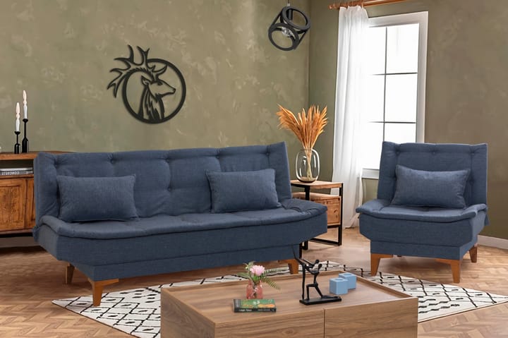 Sofagruppe Longburn - Mørkeblå - Møbler - Sofaer - Sofagrupper