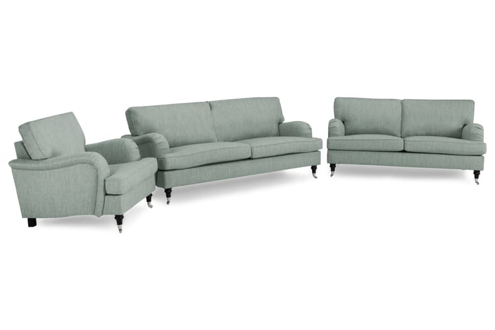 Sofagruppe Oxford Classic 3,5-seter+3-seter+Lenestol - Lysgrønn - Møbler - Sofaer - Sofagrupper