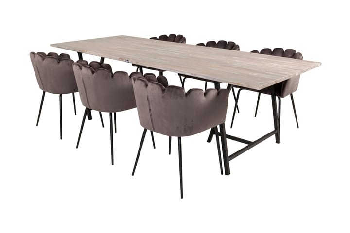 Spisegruppe Gabija med 6 Limhamn Spisestoler Grå - Furniture Fashion - Møbler - Spisegrupper - Rektangulær spisegruppe