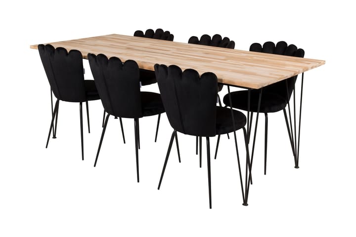 Spisegruppe Neila med 6 Limhamn Spisestoler Svart - Furniture Fashion - Møbler - Spisegrupper - Rektangulær spisegruppe