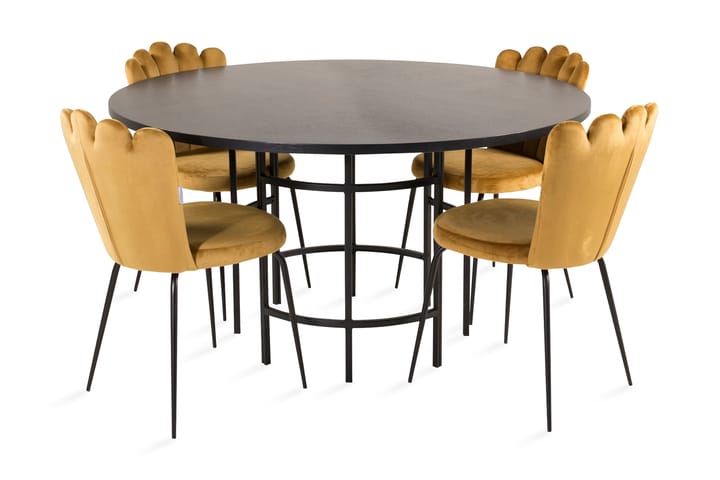 Spisegruppe Copenhagen med 4 Limhamn Spisestoler Gul - Furniture Fashion - Møbler - Spisegrupper - Rund spisegruppe