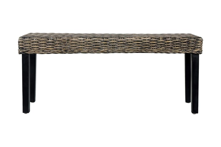 Benk 110 cm svart naturlig kubu-rotting og heltre mango - Møbler - Stoler - Benk