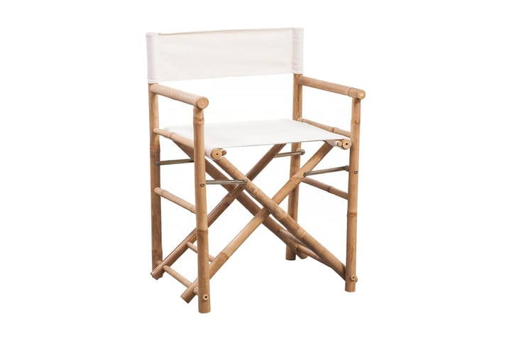 Regissørstol 2 stk bambus og lerret sammenleggbar - Hvit - Møbler - Stoler - Regissørstol