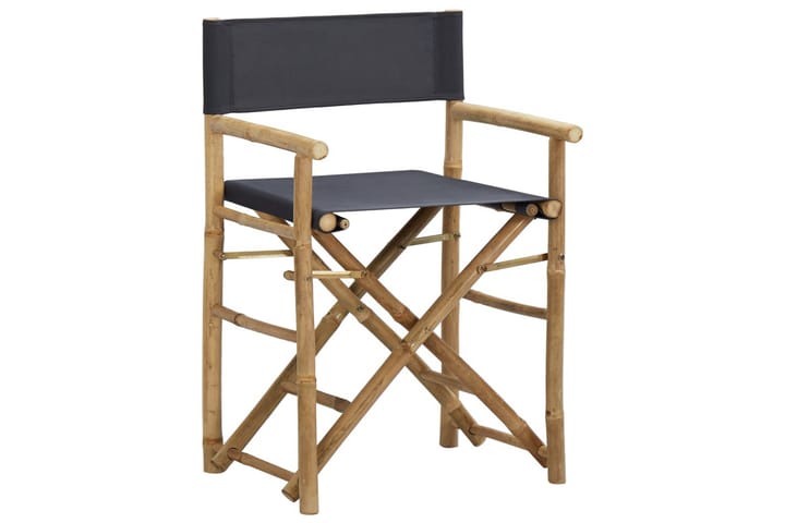 Sammenleggbare regissørstoler 2 stk bambus og stoff - Grå - Møbler - Stoler - Regissørstol