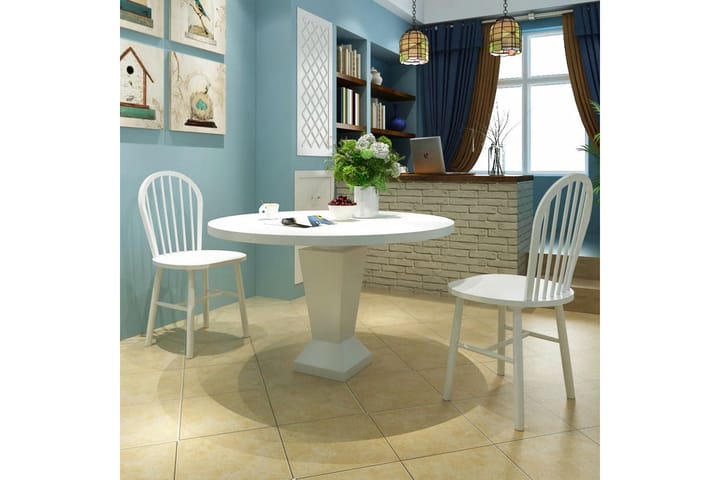 Spisestoler 2 stk hvit heltre - Hvit - Møbler - Stoler - Spisestuestoler & kjøkkenstoler