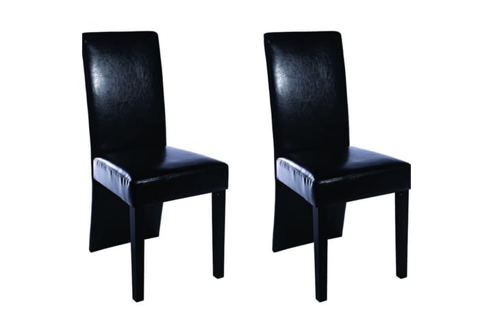 Spisestoler 2 stk svart kunstig skinn - Svart - Møbler - Stoler - Karmstol