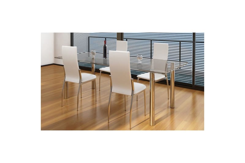 Spisestoler 4 stk hvit kunstig skinn - Hvit - Møbler - Stoler - Spisestuestoler & kjøkkenstoler