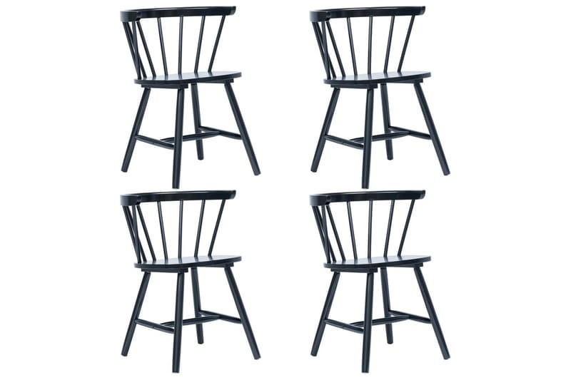 Spisestoler 4 stk svart heltre gummitre - Møbler - Stoler - Spisestuestoler & kjøkkenstoler