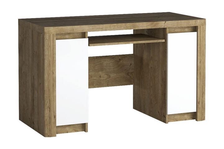 Skrivebord Domasco 130 cm med Oppbevaring 2 Skap - Tre/Hvit - Møbler - Bord - Kontorbord - Skrivebord