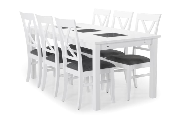 Spisebord Octavia med 6 Twain stoler - Hvit - Møbler - Spisegrupper - Rektangulær spisegruppe