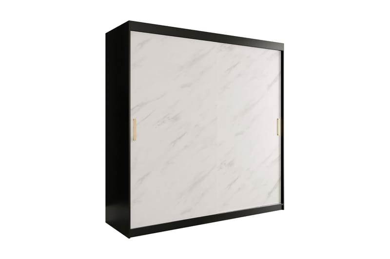 Garderob Marmesa 200 cm Marmormønster - Svart/Hvit/Gull - Oppbevaring - Garderober & garderobesystem