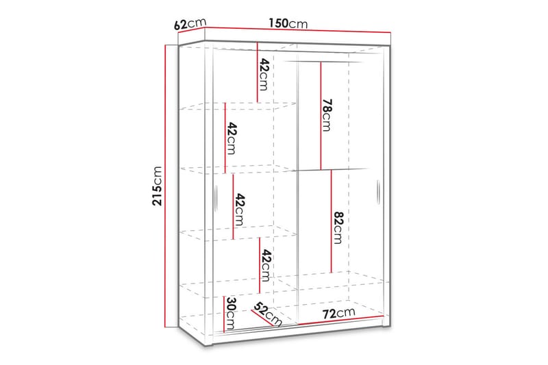 Garderobe Barriga 150 cm med Speil - Natur - Oppbevaring - Garderober & garderobesystem