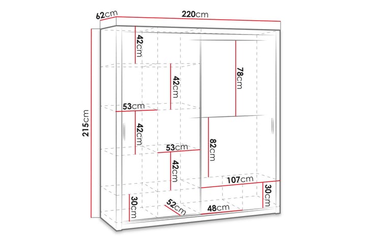 Garderobe Barriga 220 cm - Hvit - Oppbevaring - Garderober & garderobesystem