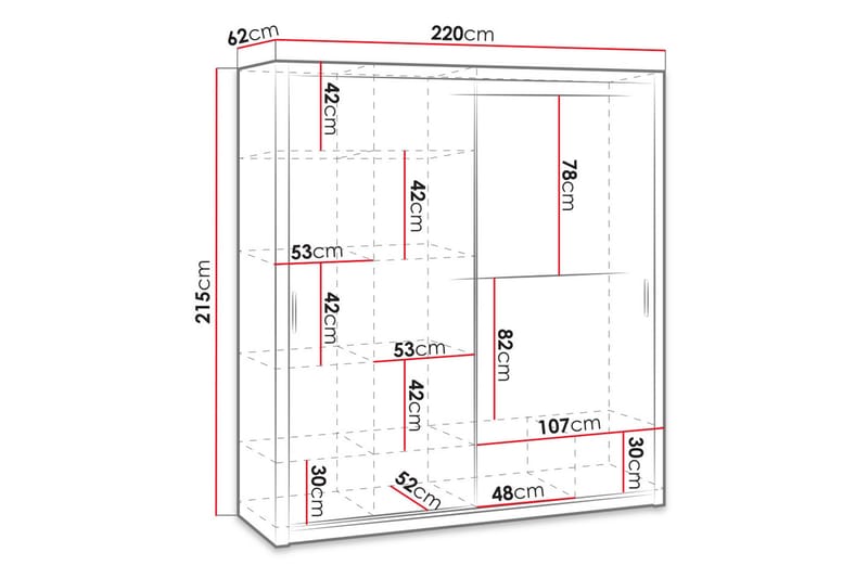 Garderobe Barriga 220 cm med Speil - Gyllen Natur - Oppbevaring - Garderober & garderobesystem