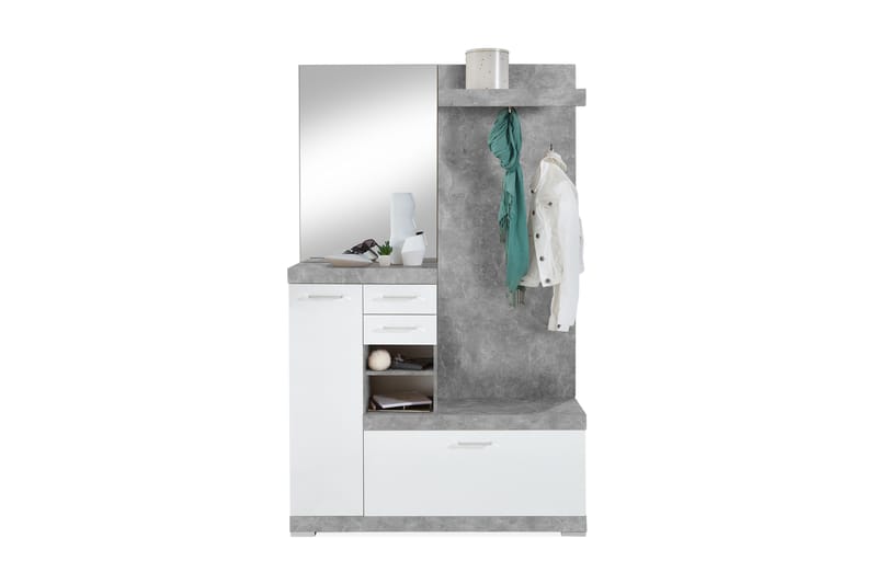 Garderobe Buchsbaum 120 cm - Hvit|Grå - Oppbevaring - Garderober & garderobesystem