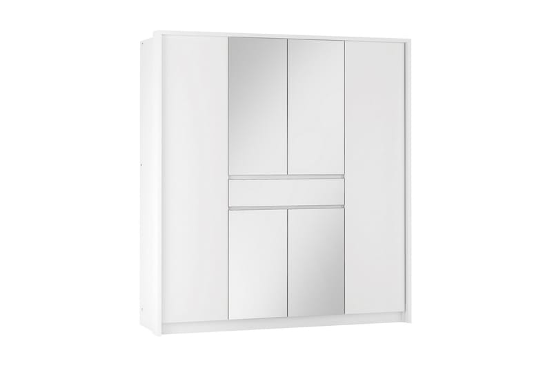 Garderobe Karaga med Speil 200 cm - Hvit - Oppbevaring - Garderober & garderobesystem