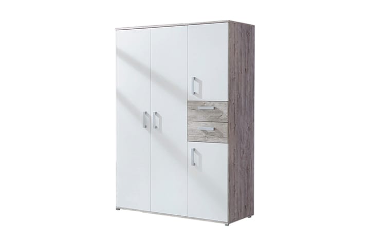 Garderobe  Kelsie 130 cm - Hvit|Tre|Natur|Sølv - Oppbevaring - Garderober & garderobesystem