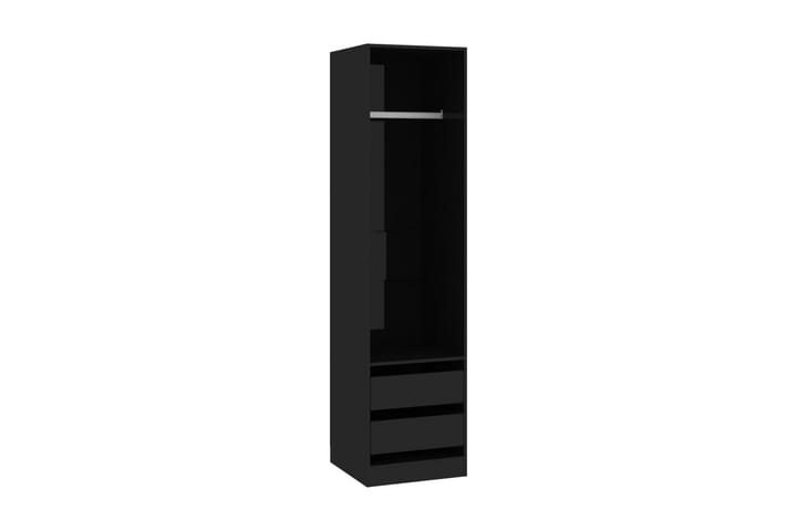 Garderobe med skuffer høyglans svart 50x50x200 cm sponplate - Svart - Oppbevaring - Garderober & garderobesystem