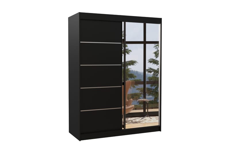Garderobe med Speil Limbona 150x200 cm - Svart - Oppbevaring - Garderober & garderobesystem