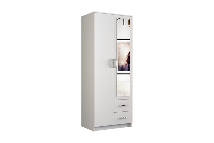 Garderobe med Speil Romilias 80x52x205 cm - Hvit - Oppbevaring - Garderober & garderobesystem