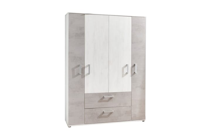 Garderobe  Meyling 131 cm - Hvit|Grå|Sølv - Oppbevaring - Garderober & garderobesystem