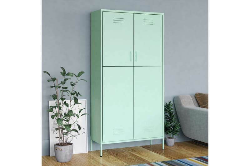 Garderobe myntegrønn 90x50x180 cm stål - grønn - Oppbevaring - Garderober & garderobesystem