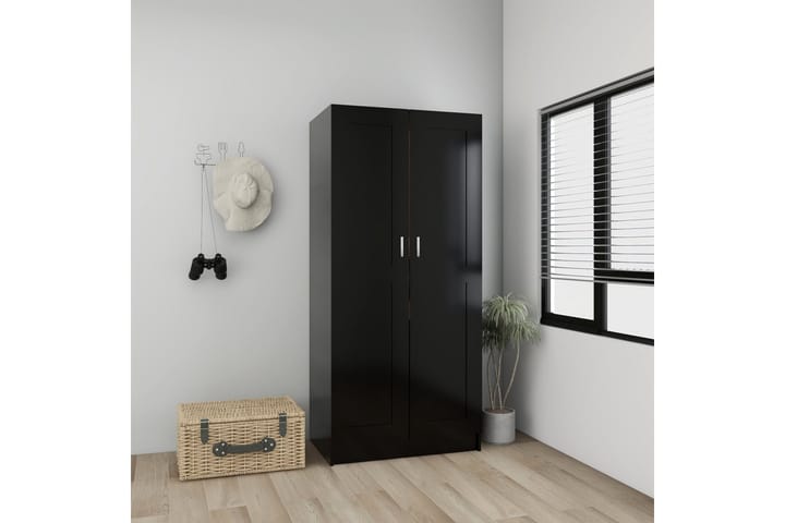 Garderobe svart 82,5x51,5x180 cm sponplate - Svart - Oppbevaring - Garderober & garderobesystem