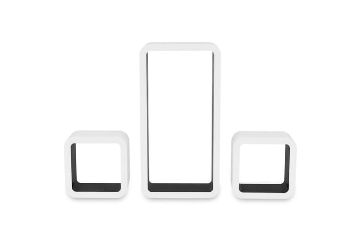 3 White-black MDF Floating Wall Display Shelf Cubes Book/DVD - Hvit - Oppbevaring - Hylle - Bokhylle