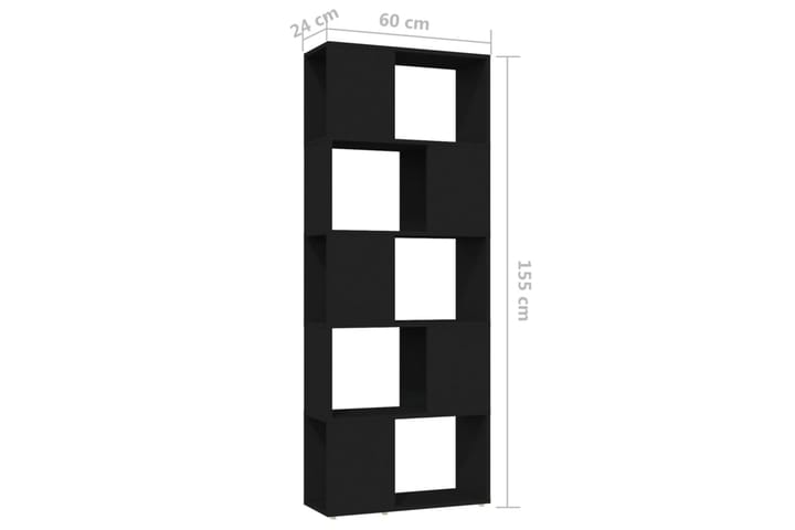 Bokhylle/romdeler svart 60x24x155 cm sponplate - Svart - Oppbevaring - Hylle - Bokhylle