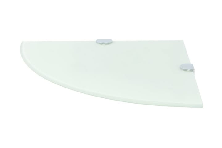 Hjørnehylle med kromstøtter hvitt glass 25x25 cm - Hvit - Oppbevaring - Hylle - Hjørnehylle