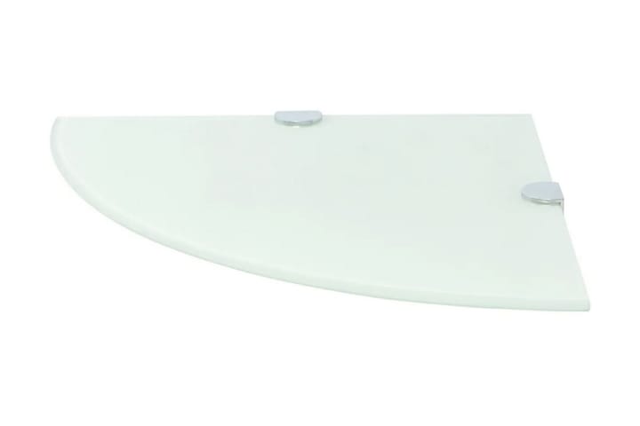 Hjørnehylle med kromstøtter hvitt glass 35x35 cm - Hvit - Oppbevaring - Hylle - Hjørnehylle