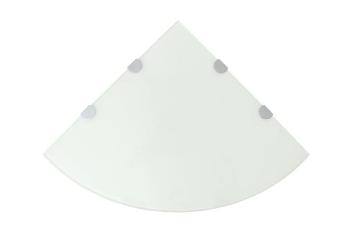 Hjørnehylle med kromstøtter hvitt glass 45x45 cm - Hvit - Oppbevaring - Hylle - Hjørnehylle