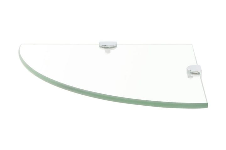 Hjørnehylle med kromstøtter klart glass 25x25 cm - Gjennomsiktig - Oppbevaring - Hylle - Hjørnehylle