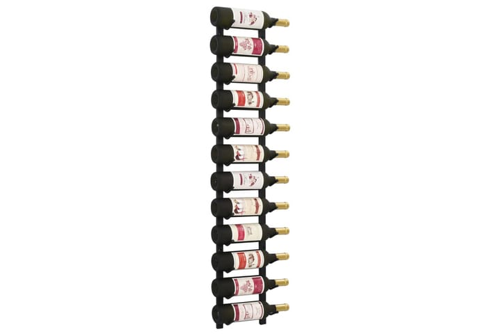 Veggmontert vinstativ for 12 flasker svart jern - Svart - Oppbevaring - Hylle - Oppbevaringshylle - Vinstativ & vinhylle