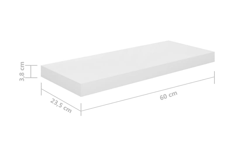 Flytende vegghylle høyglans hvit 60x23,5x3,8 cm MDF - Oppbevaring - Hylle - Vegghylle