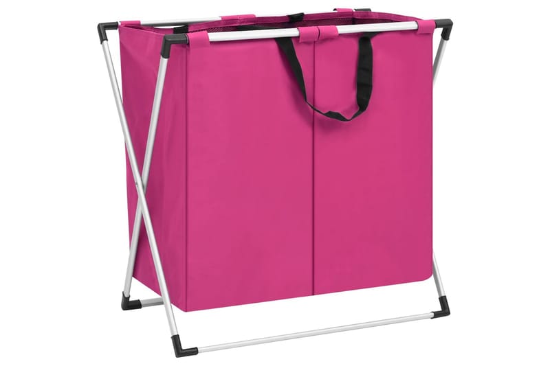 Skittentøyskurv i 2 seksjoner rosa - Rosa - Oppbevaring - Kles oppbevaring - Skittentøyskurv