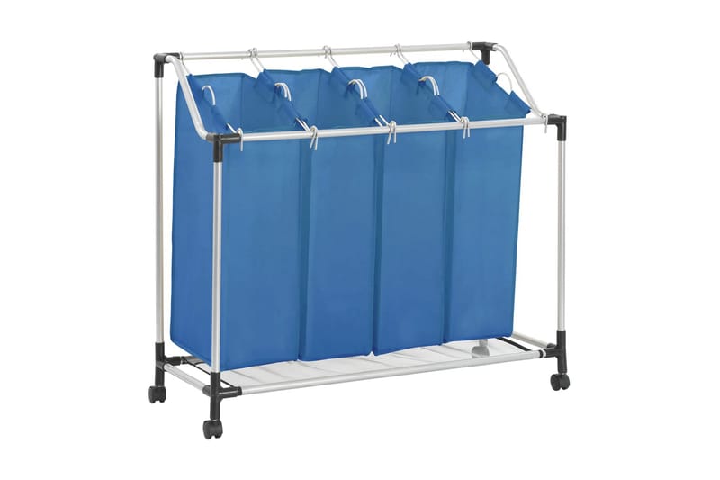 Skittentøyskurv med 4 poser blå stål - Oppbevaring - Kles oppbevaring - Skittentøyskurv