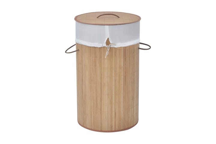 Skittentøyskurv rund bambus naturell - Brun - Oppbevaring - Kles oppbevaring - Skittentøyskurv