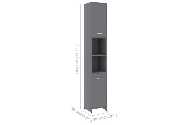 Baderomsskap grå 30x30x183,5 cm sponplate - Grå - Oppbevaring - Oppbevaring til baderom - Baderomsskap