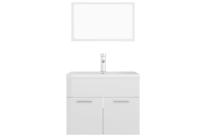 Baderomsmøbelsett høyglans hvit sponplate - Hvit - Oppbevaring - Oppbevaring til baderom - Komplette møbelpakker