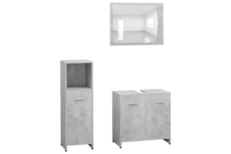 Baderomsmøbler 3 deler betonggrå sponplate - Oppbevaring - Oppbevaring til baderom - Komplette møbelpakker