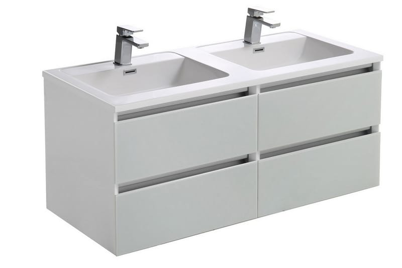 Cabinet with LED and Basin - Karin - 120cm - Double - Hvit - Oppbevaring - Oppbevaring til baderom - Komplette møbelpakker