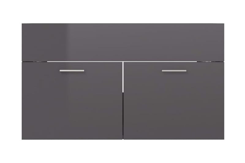 Servantskap høyglans grå 80x38,5x46 cm sponplate - Grå - Oppbevaring - Oppbevaring til baderom - Servantskap & kommode