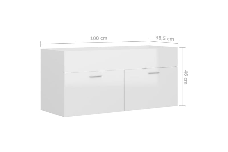 Servantskap høyglans hvit 100x38,5x46 cm sponplate - Hvit - Oppbevaring - Oppbevaring til baderom - Servantskap & kommode