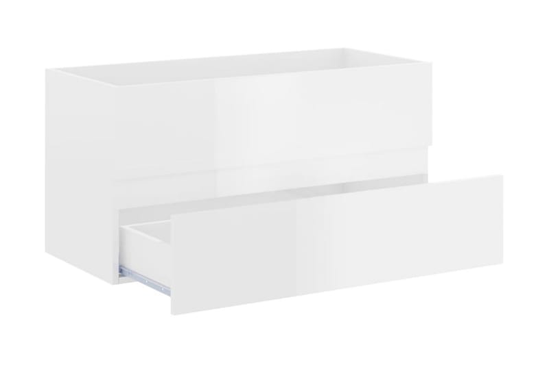 Servantskap høyglans hvit 90x38,5x45 cm sponplate - Hvit - Oppbevaring - Oppbevaring til baderom - Servantskap & kommode
