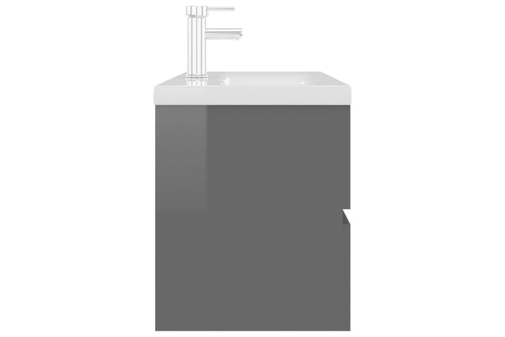 Servantskap med innebygd vask høyglans grå sponplate - Grå - Oppbevaring - Oppbevaring til baderom - Servantskap & kommode