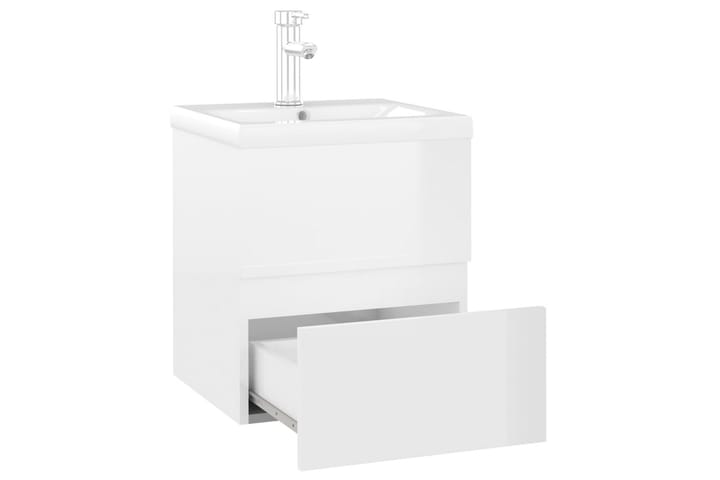 Servantskap med innebygd vask høyglans hvit sponplate - Hvit - Oppbevaring - Oppbevaring til baderom - Servantskap & kommode