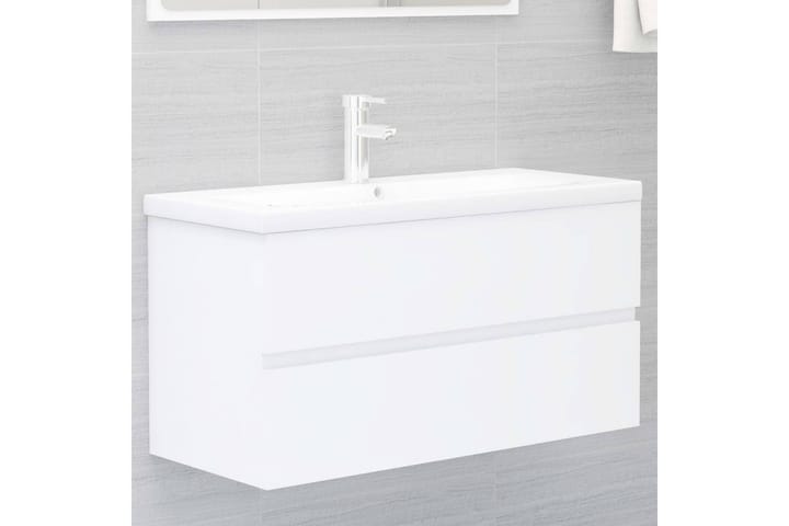 Servantskap med innebygd vask hvit sponplate - Hvit - Oppbevaring - Oppbevaring til baderom - Servantskap & kommode