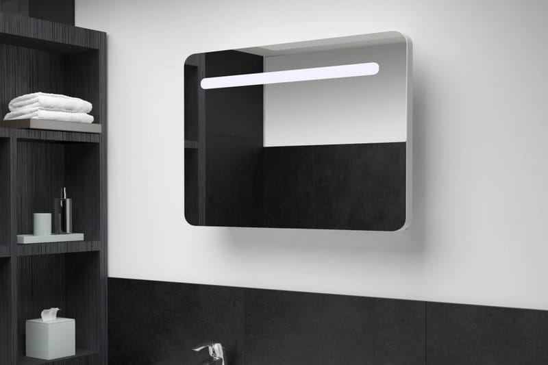 LED-speilskap til bad 80x11x55 cm - Hvit - Oppbevaring - Oppbevaring til baderom - Speilskap