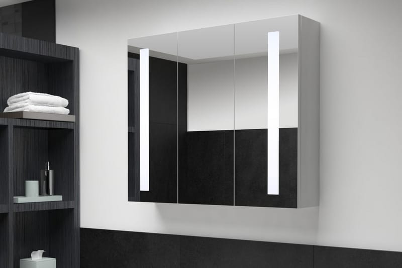 LED-speilskap til bad 89x14x62 cm - Hvit - Oppbevaring - Oppbevaring til baderom - Speilskap